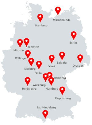 Deutschlandkarte mit unseren Seminarorten